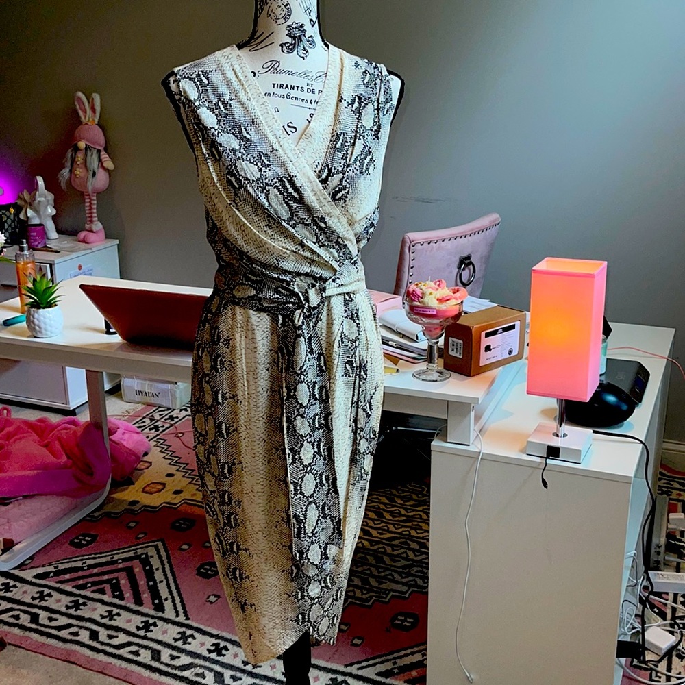 Snake Skin Print Beige & Black Dress🐍